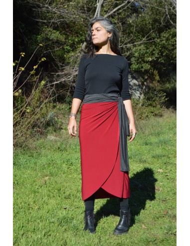 long maroon skirt