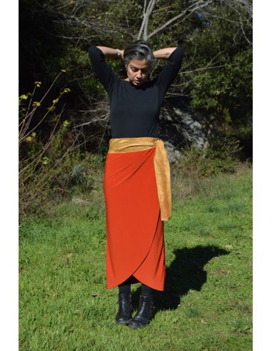 long terracotta skirt