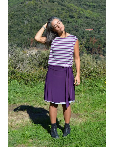 purple and gray stripes t-shirt